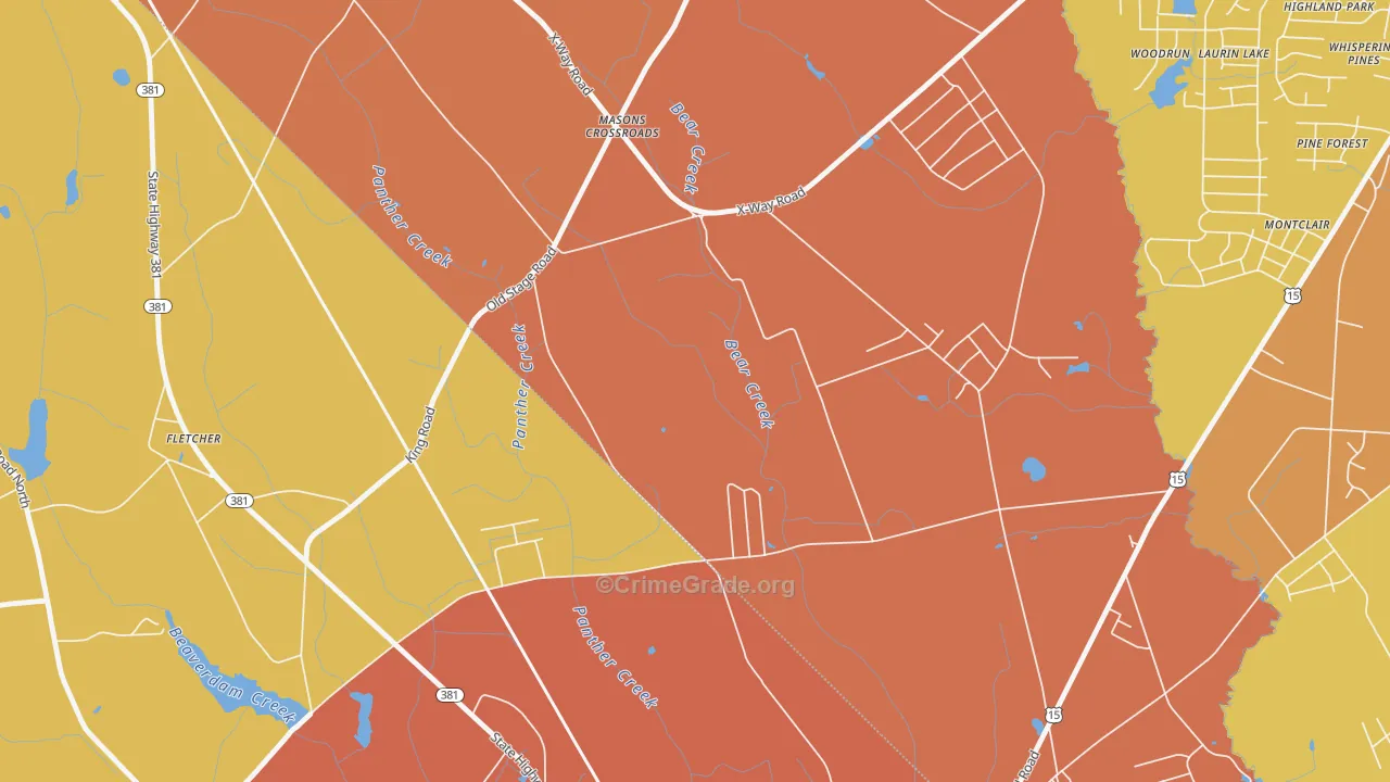 Masons Crossroads, NC Map of Burglary Rates
