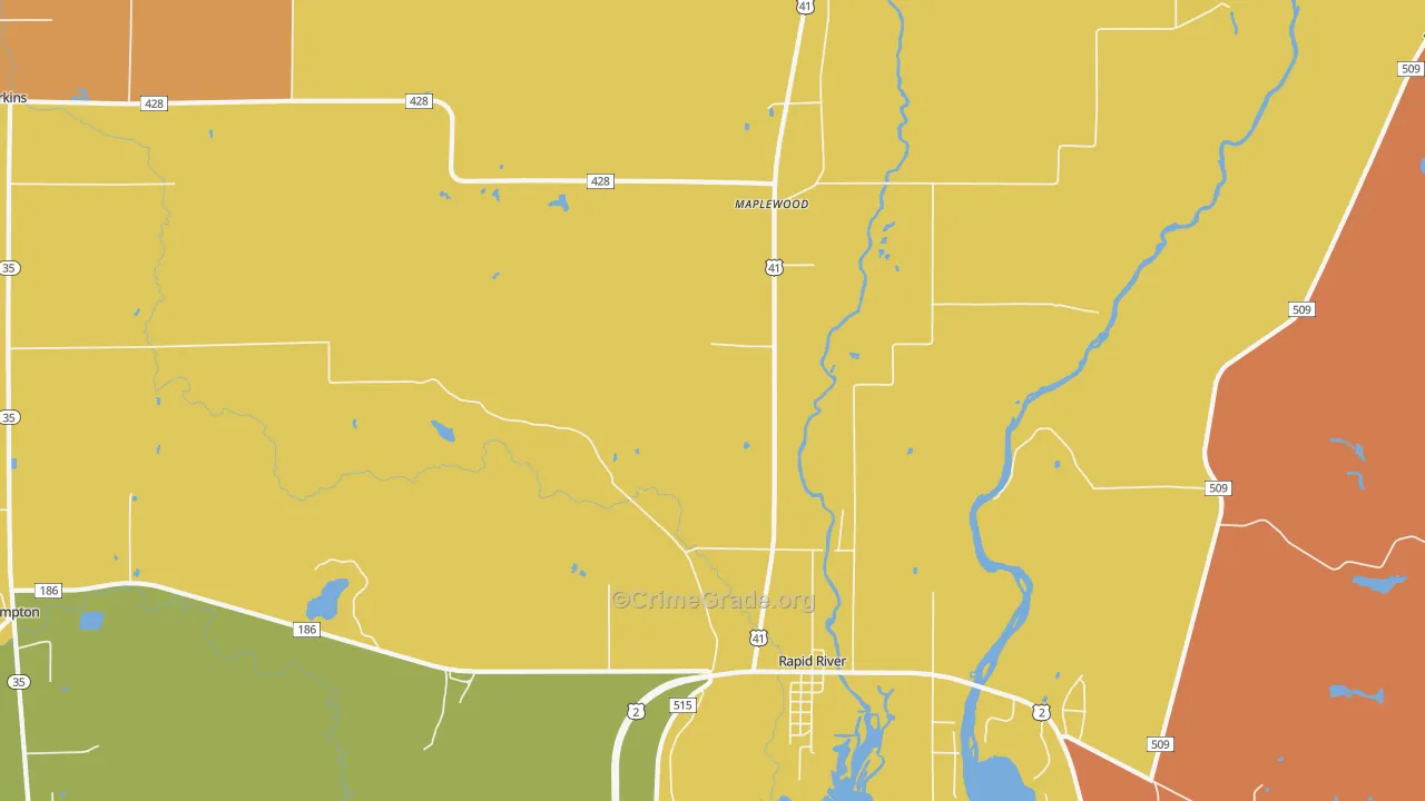 Masonville, MI Map of Burglary Rates