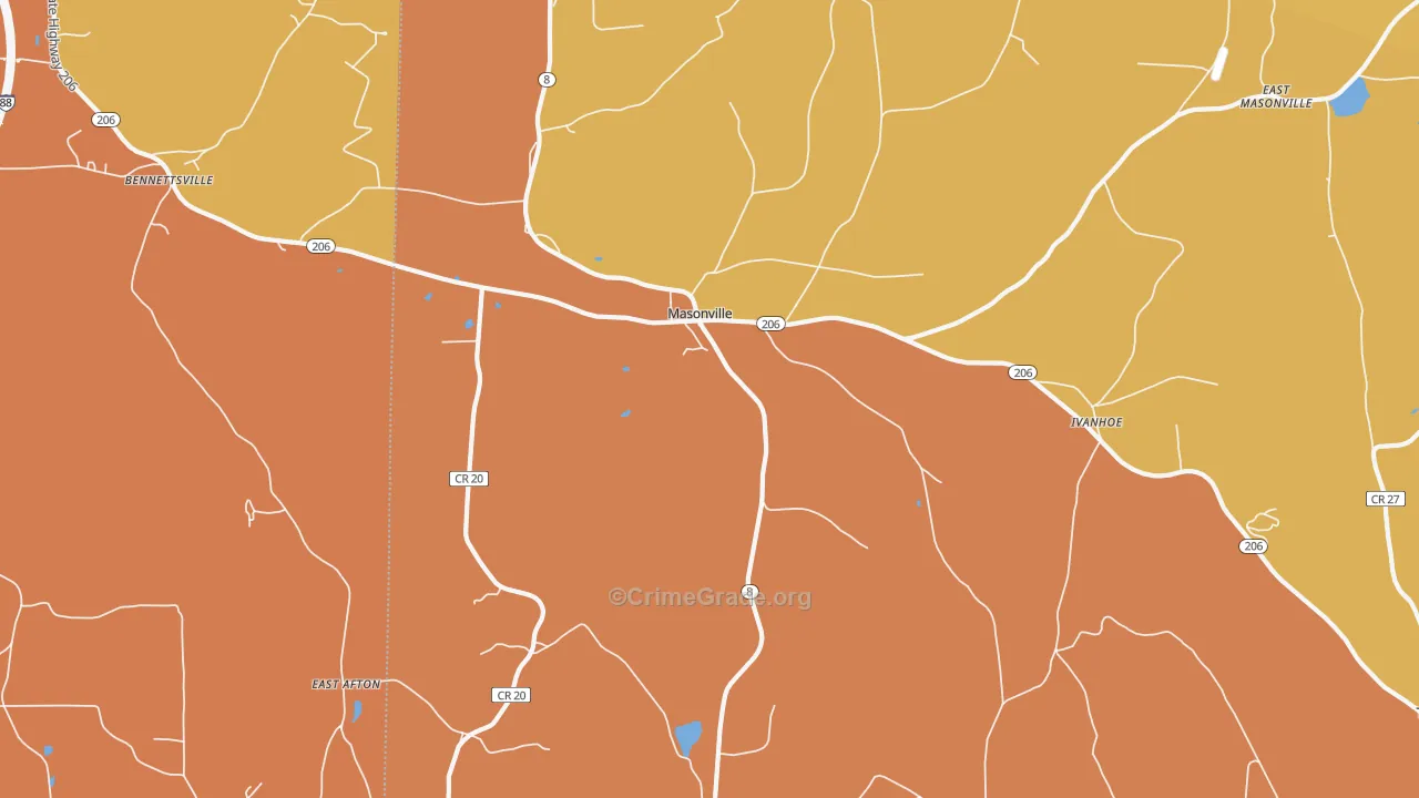 Masonville, NY Map of Burglary Rates