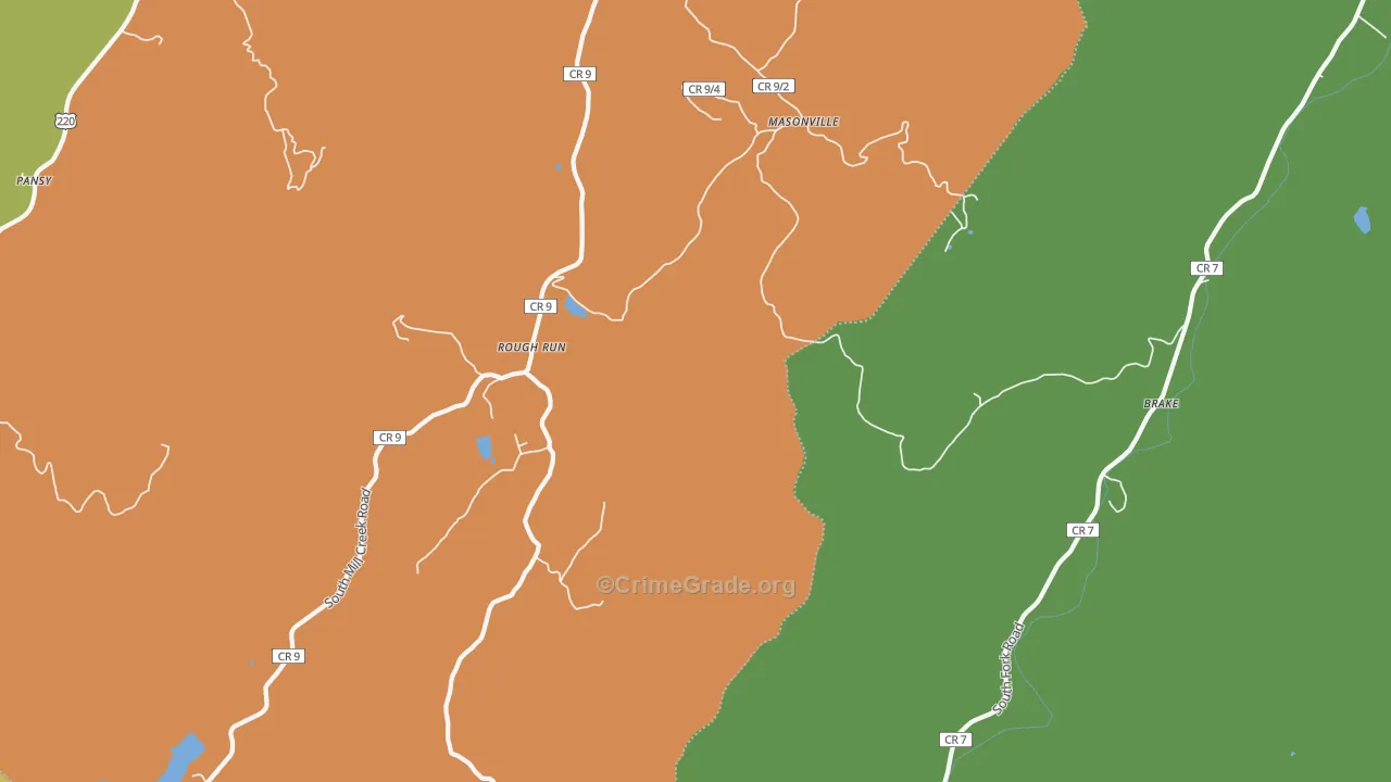Masonville, WV Map of Burglary Rates