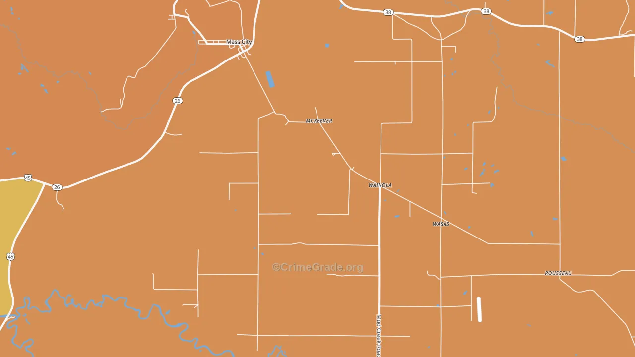 Mass City, MI Map of Burglary Rates