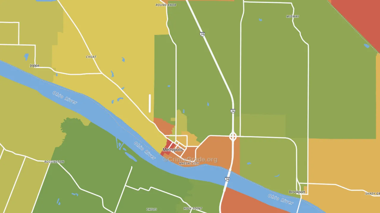 Massac County, IL Map of Burglary Rates
