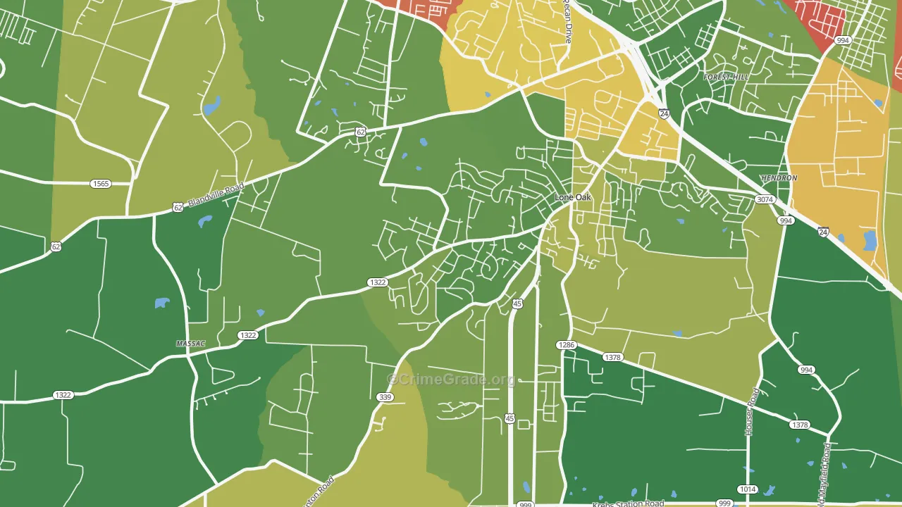 Massac, KY Map of Burglary Rates