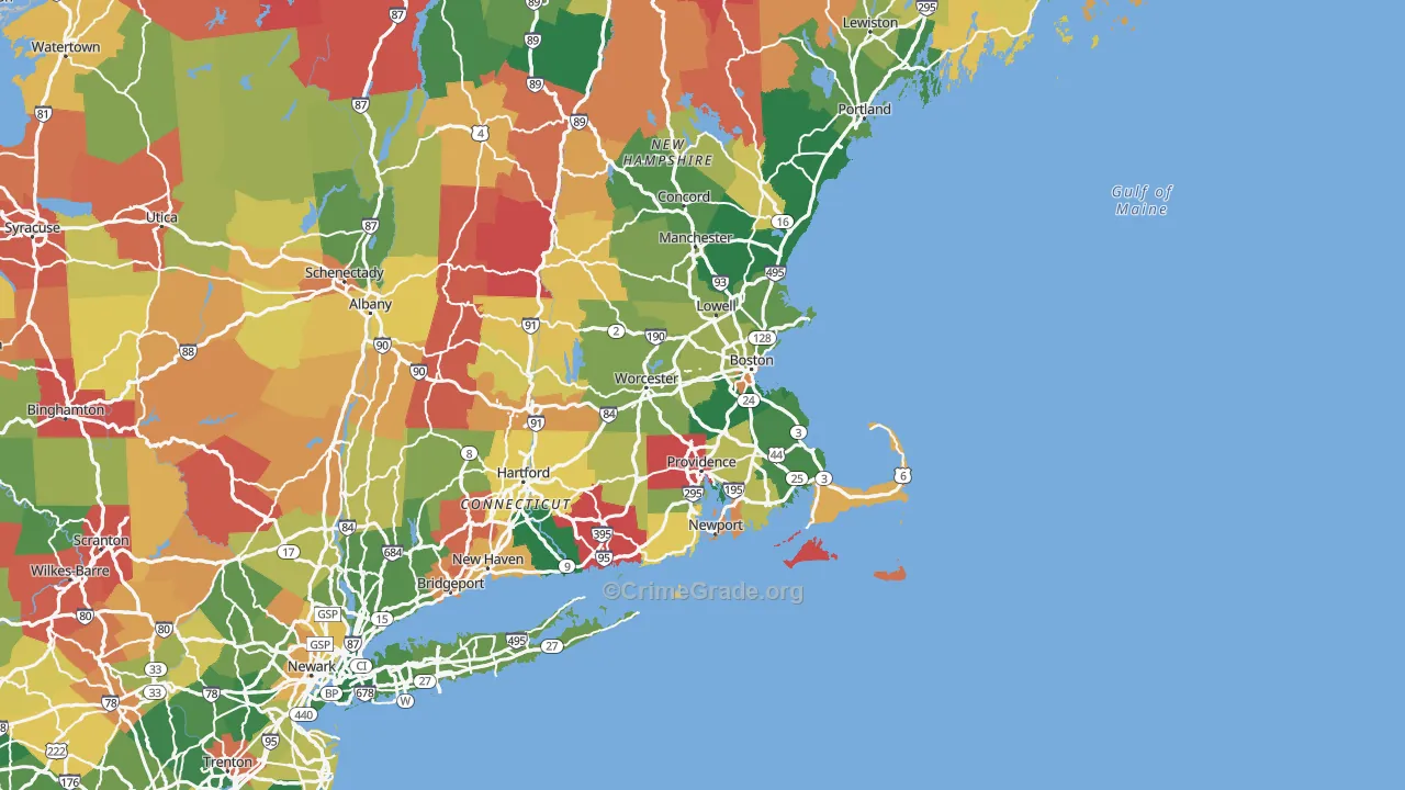 Massachusetts Map of Burglary Rates