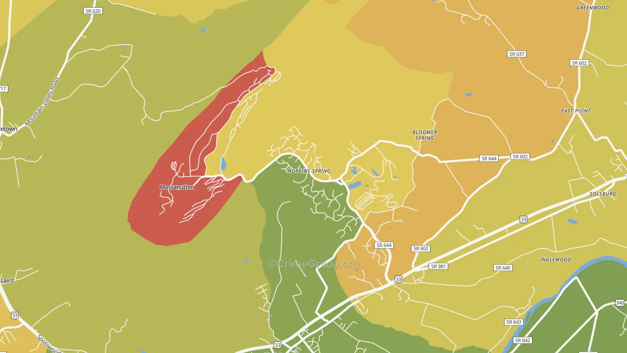 Massanutten, VA Map of Burglary Rates