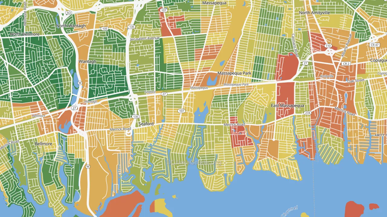 Massapequa, NY Map of Burglary Rates