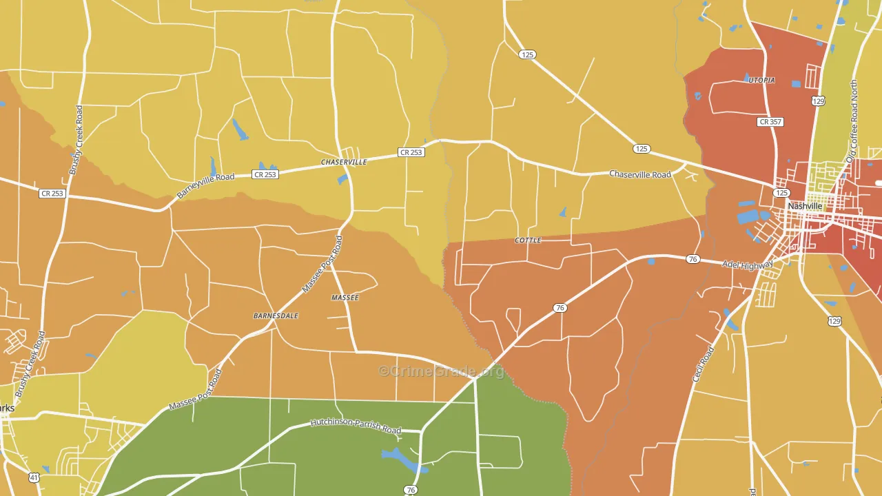 Massee, GA Map of Burglary Rates