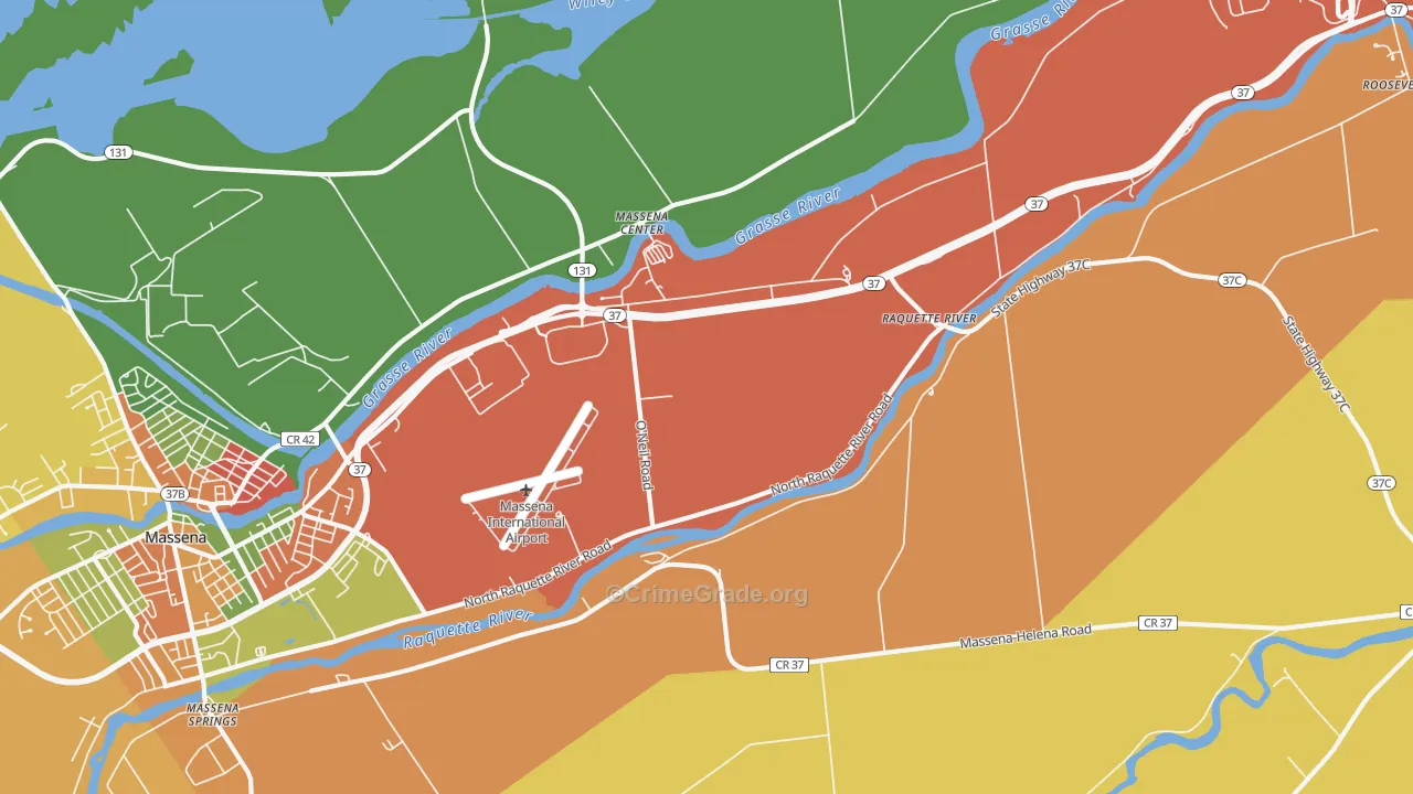 Massena Center, NY Map of Burglary Rates