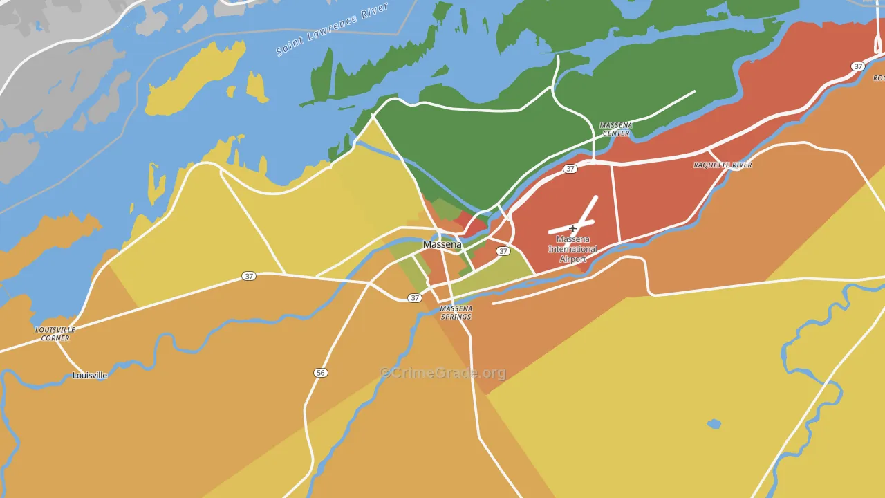 Massena, NY Map of Burglary Rates