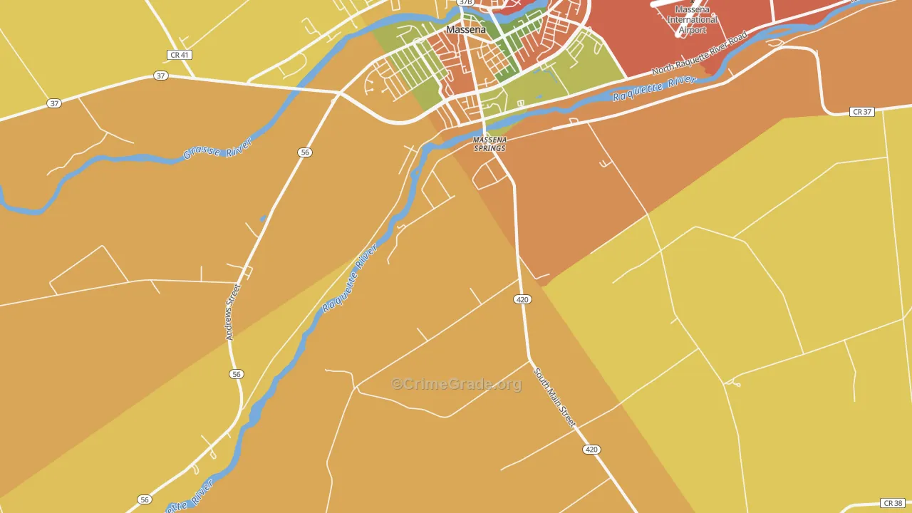 Massena Springs, NY Map of Burglary Rates