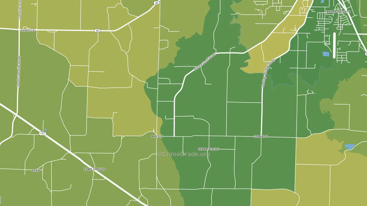 Massey, AL Map of Burglary Rates