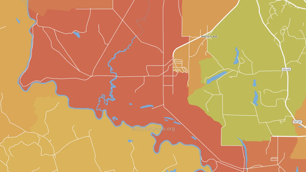 Massey Lake, TX Map of Burglary Rates