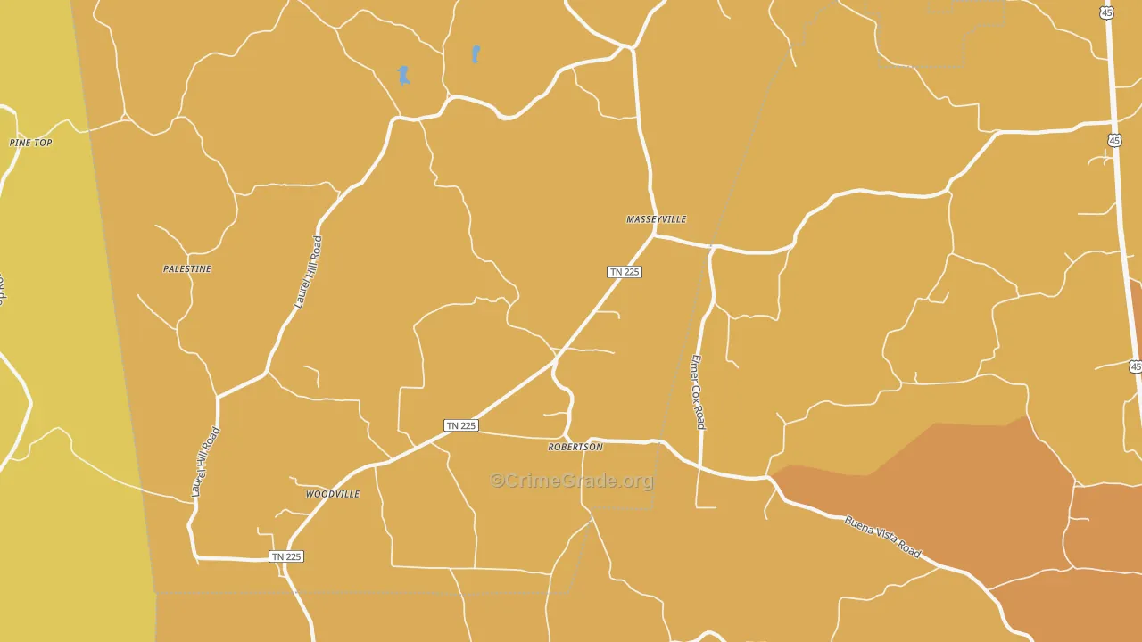 Masseyville, TN Map of Burglary Rates