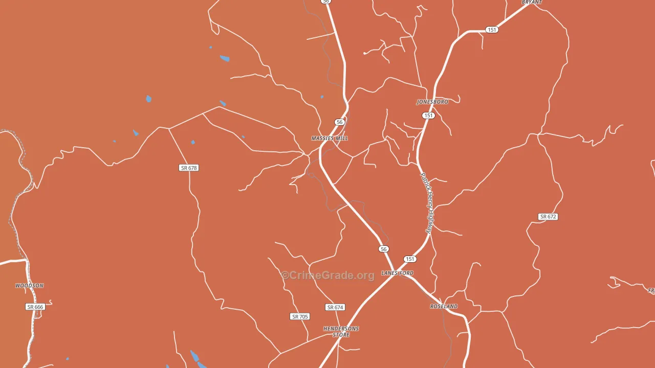 Massies Mill, VA Map of Burglary Rates