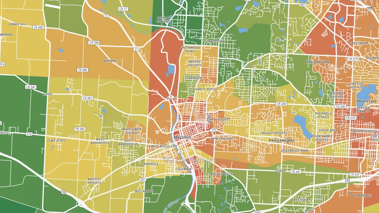 Massillon, OH Map of Burglary Rates