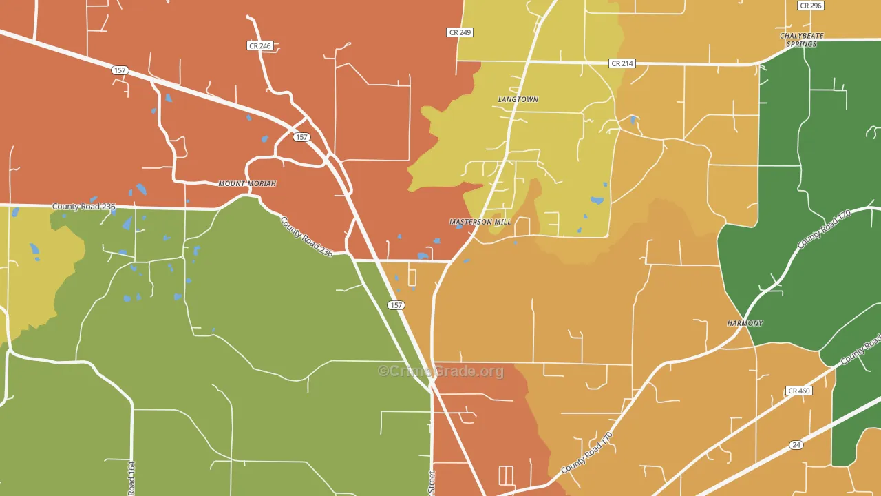 Masterson Mill, AL Map of Burglary Rates
