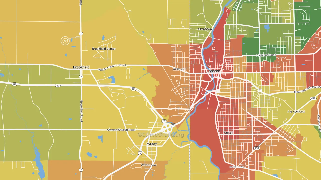 Masury, OH Map of Burglary Rates