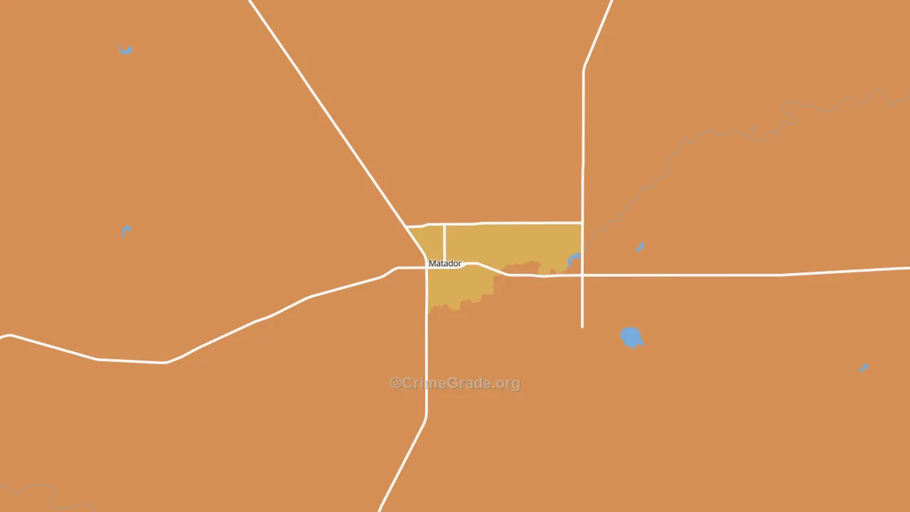 Matador, TX Map of Burglary Rates