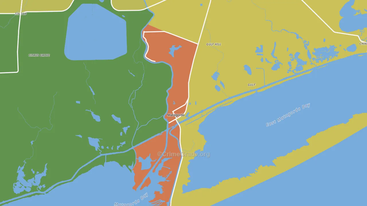 Matagorda, TX Map of Burglary Rates