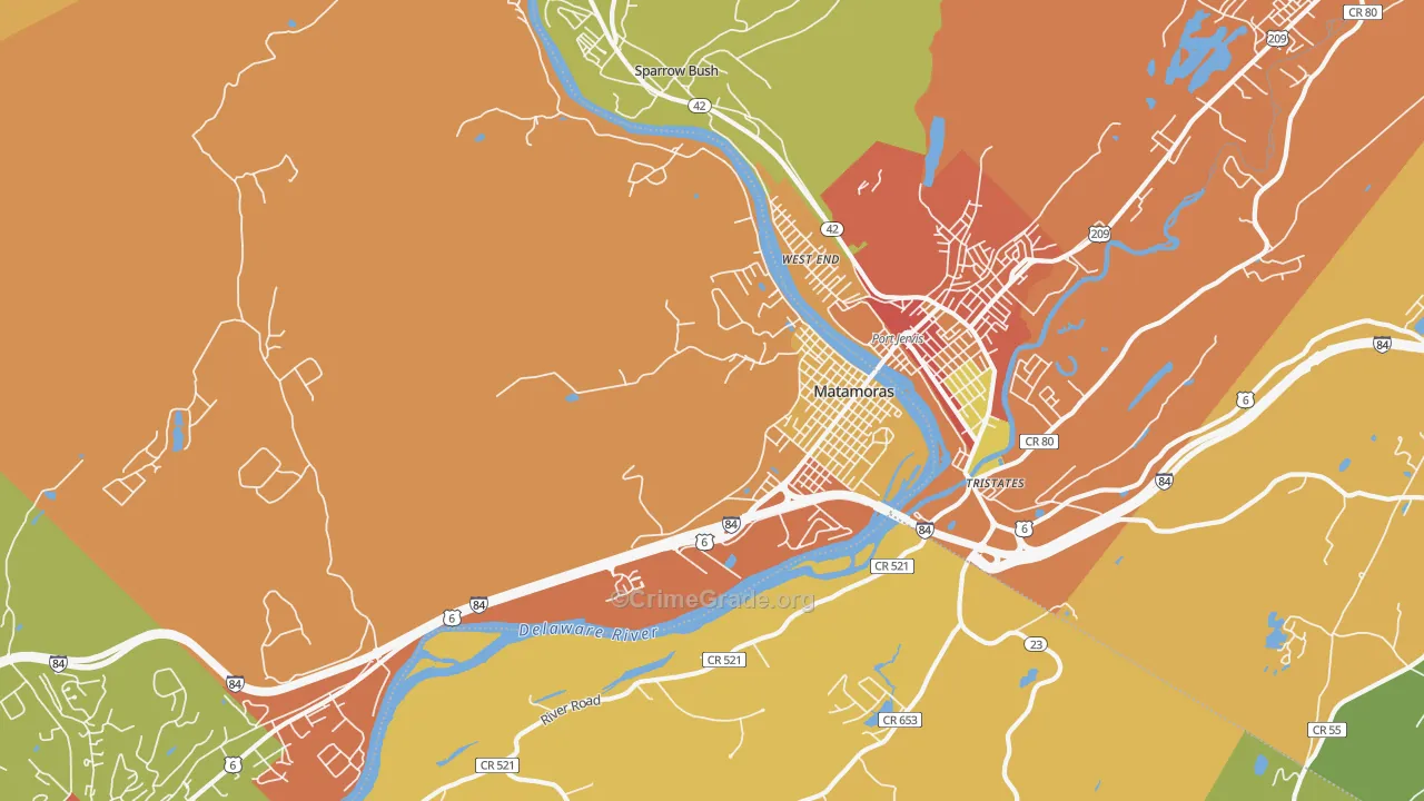 Matamoras, PA Map of Burglary Rates