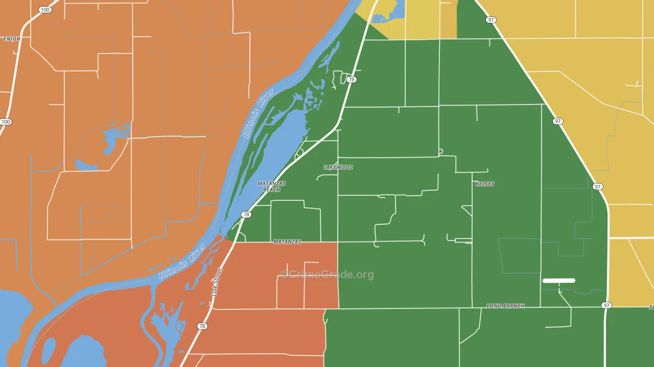Matanzas Beach, IL Map of Burglary Rates
