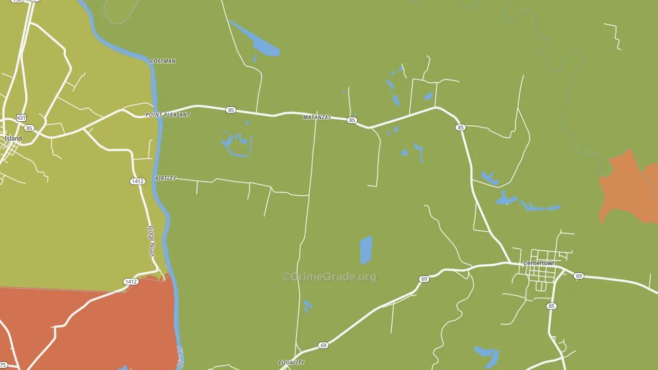 Matanzas, KY Map of Burglary Rates