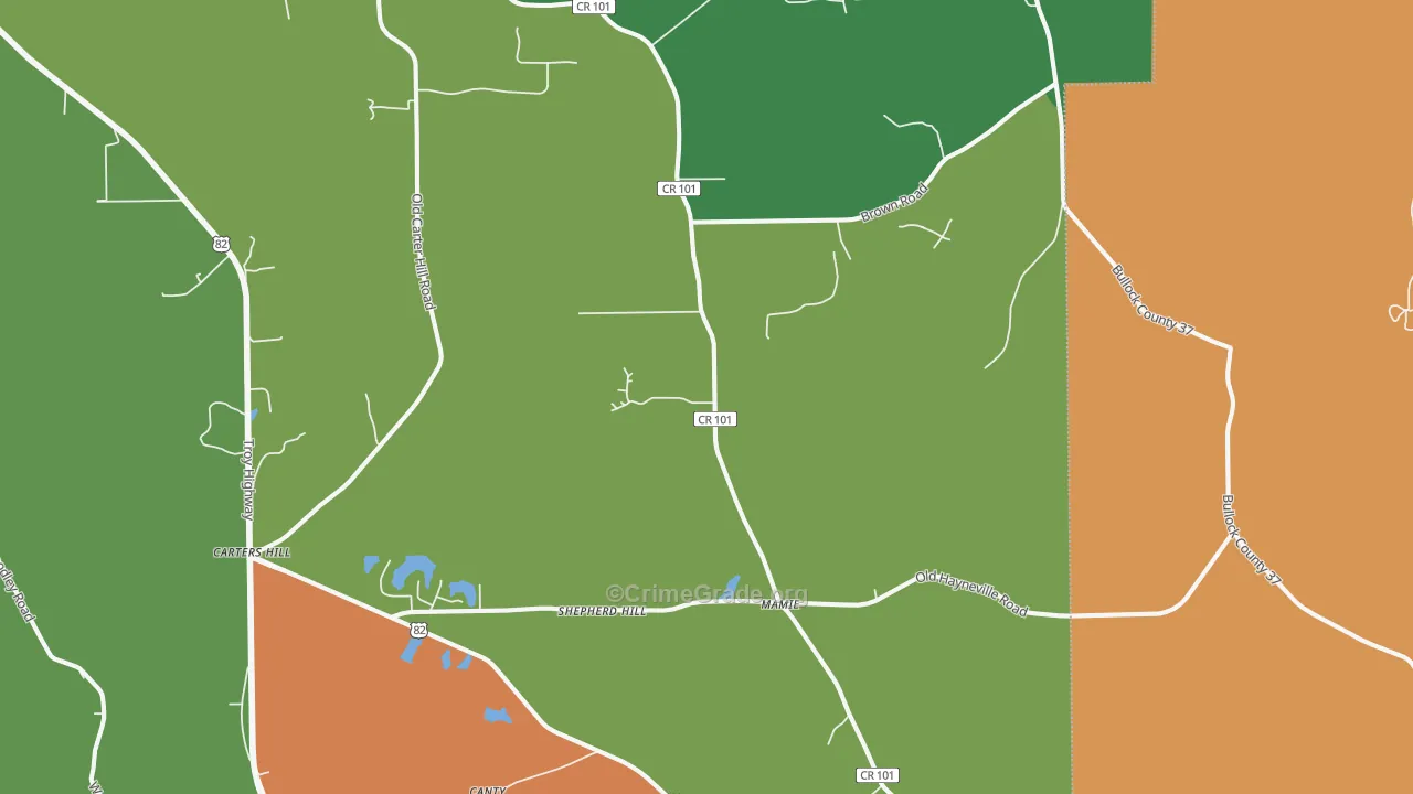 Mathews, AL Map of Burglary Rates