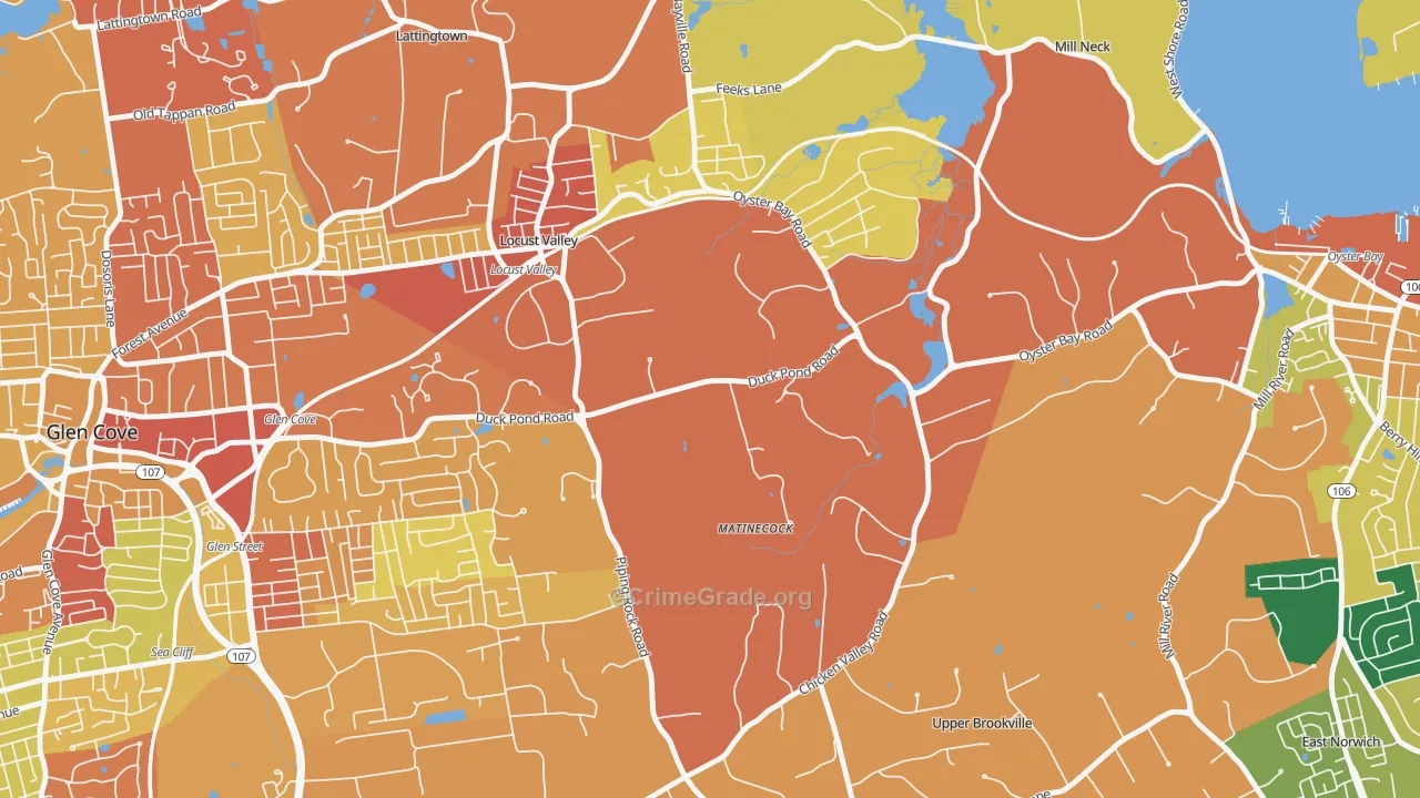 Matinecock, NY Map of Burglary Rates