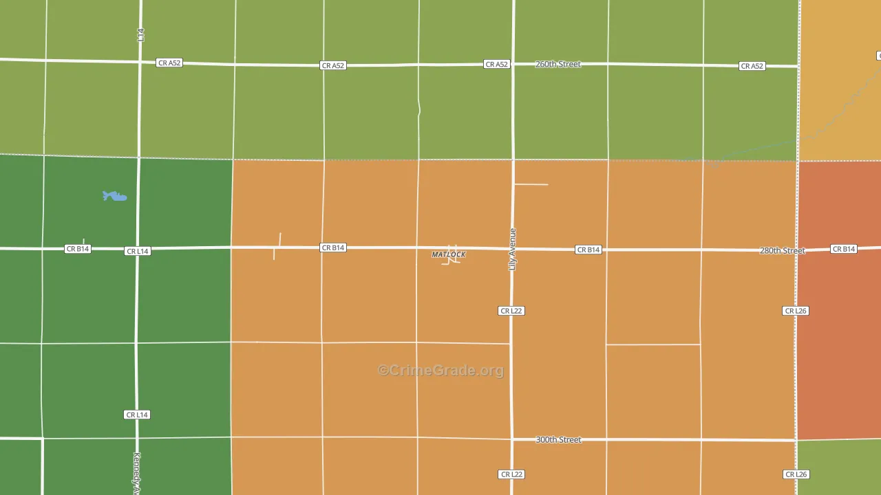 Matlock, IA Map of Burglary Rates