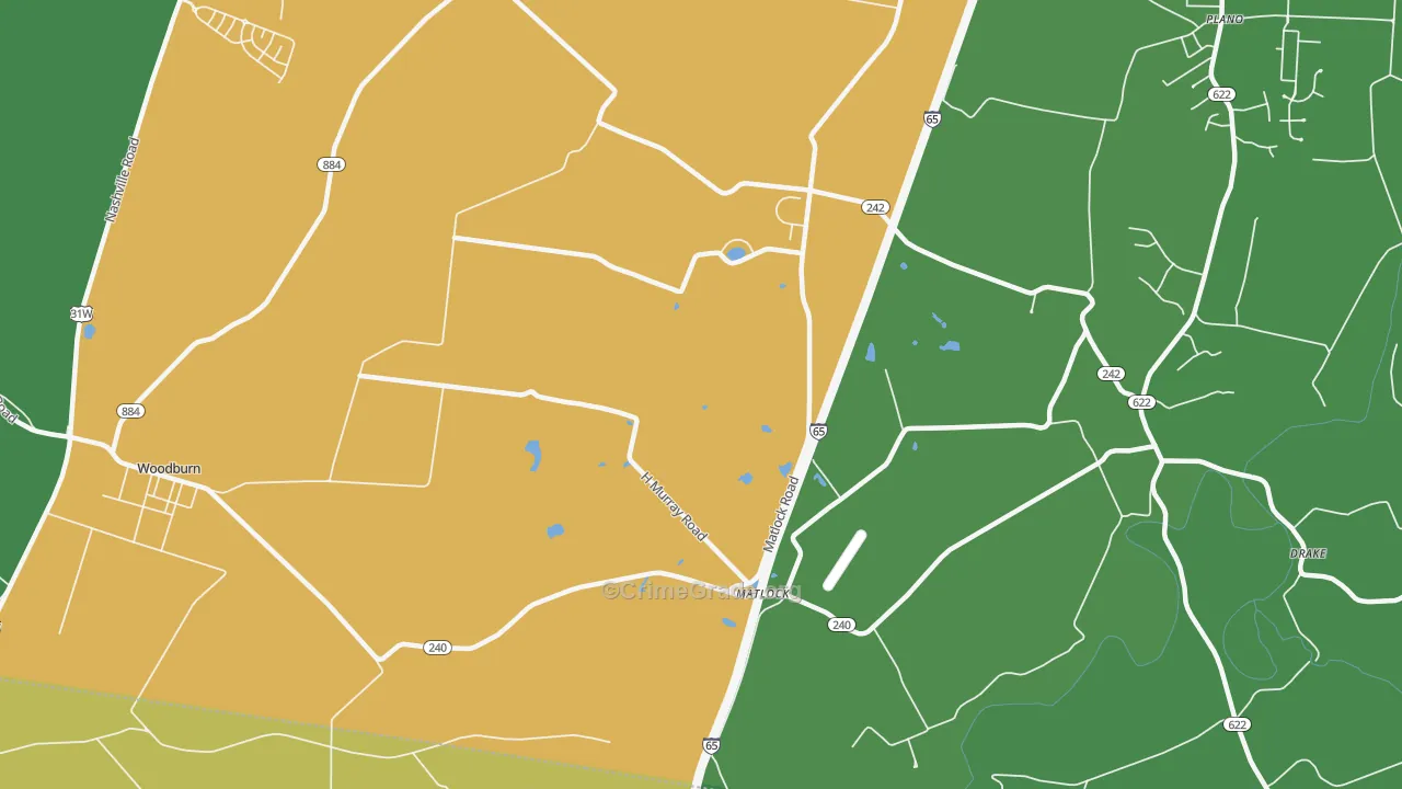 Matlock, KY Map of Burglary Rates
