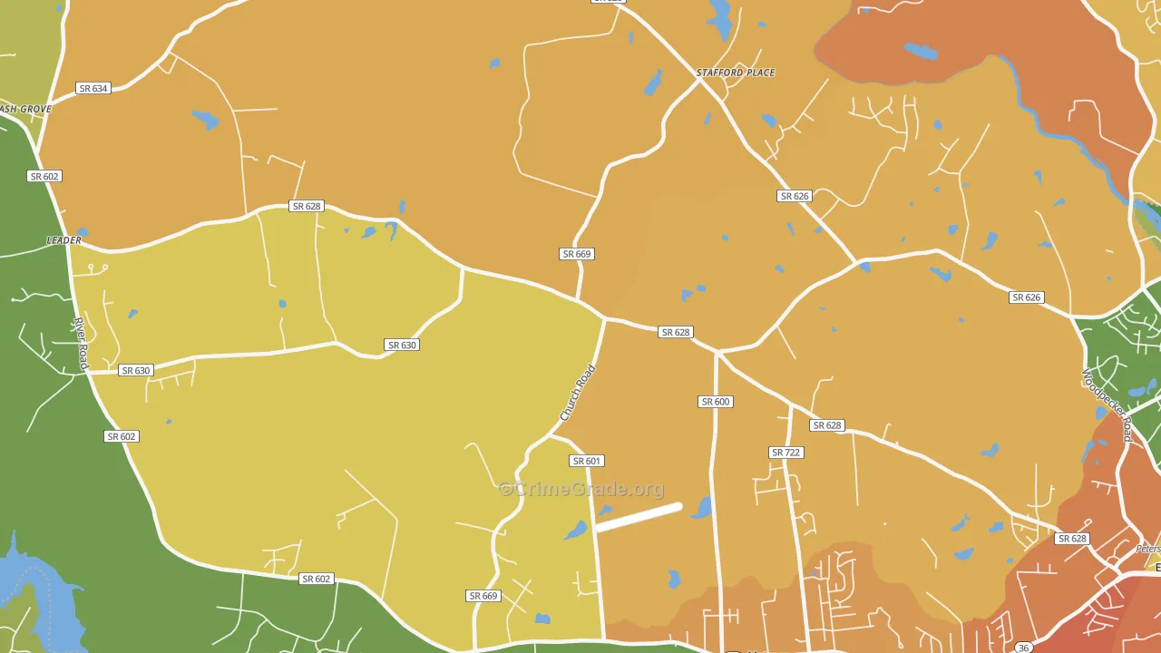 Matoaca, VA Map of Burglary Rates