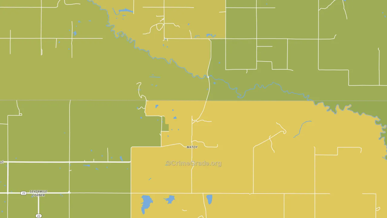 Matoy, OK Map of Burglary Rates