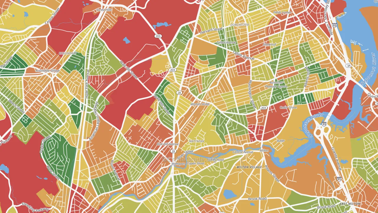 Mattapan, MA Map of Burglary Rates