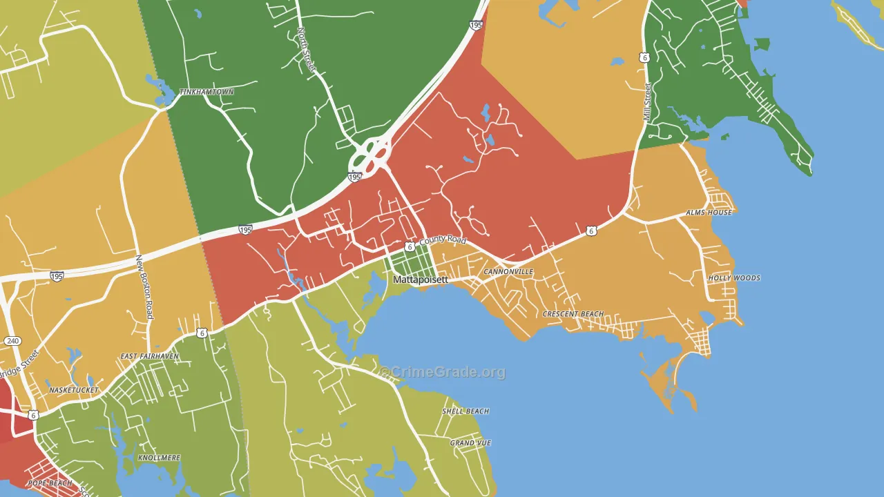 Mattapoisett Center, MA Map of Burglary Rates