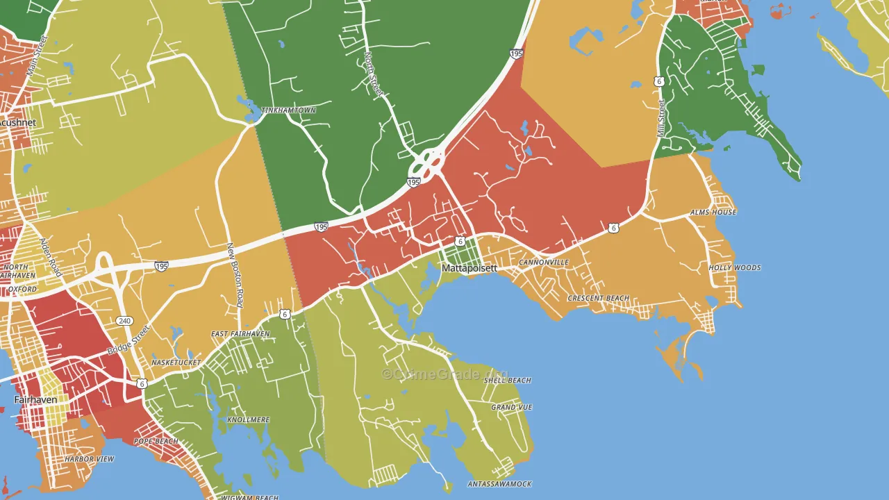 Mattapoisett, MA Map of Burglary Rates