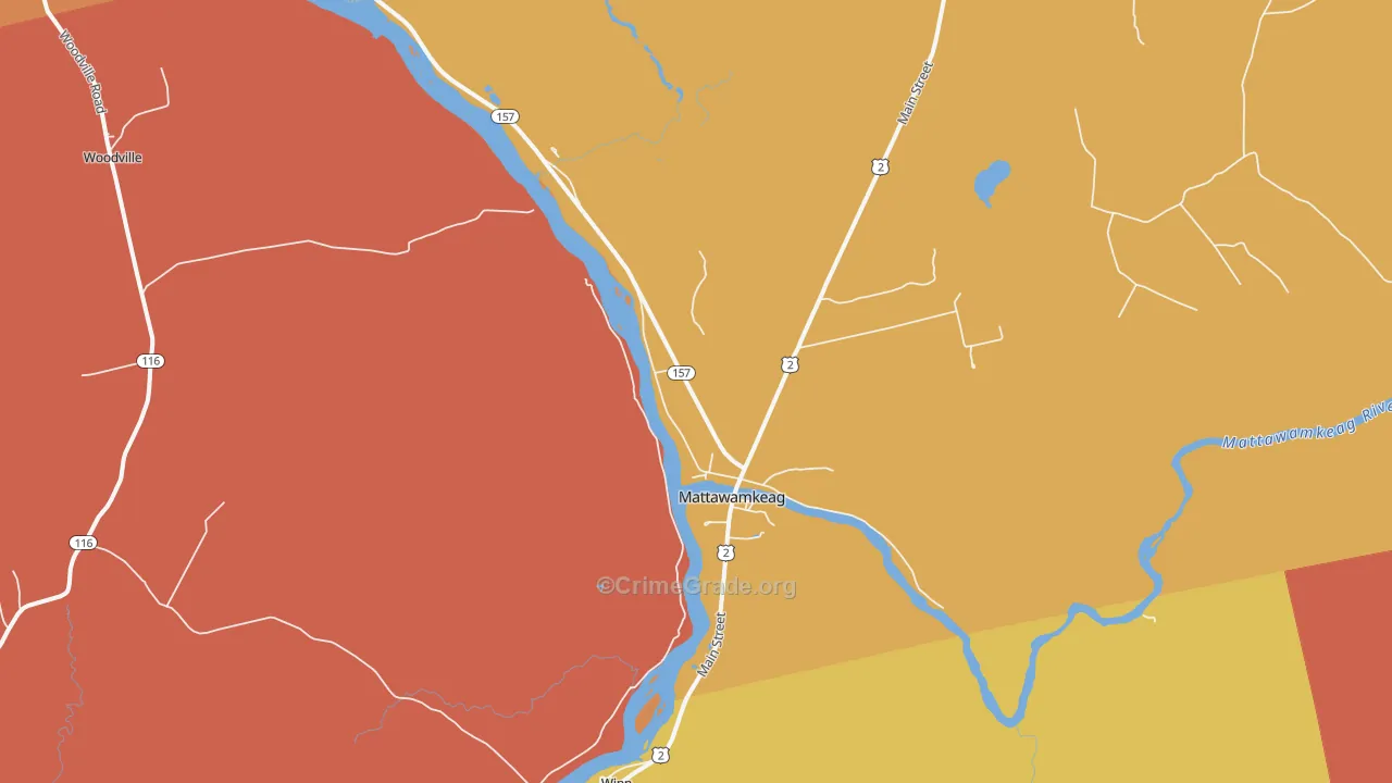 Mattawamkeag, ME Map of Burglary Rates