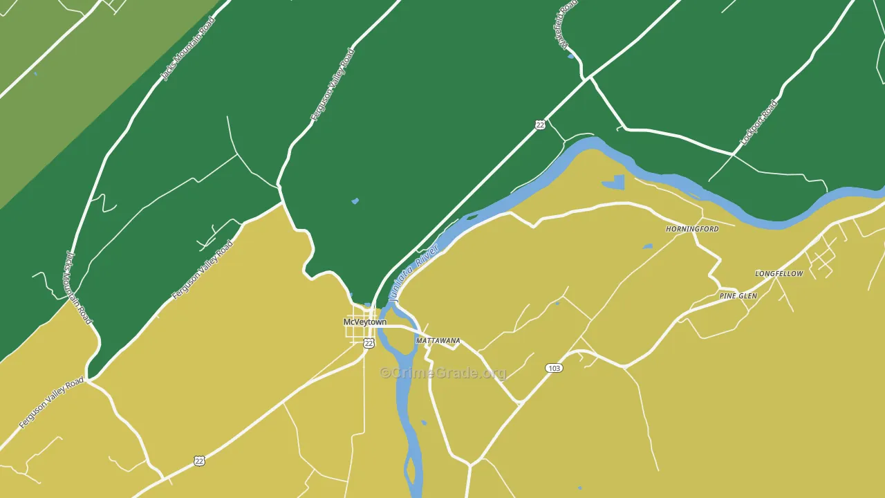 Mattawana, PA Map of Burglary Rates