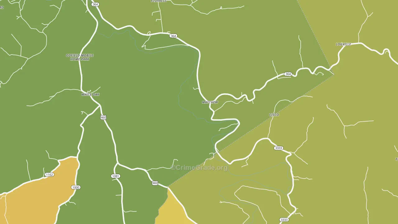 Matthew, KY Map of Burglary Rates