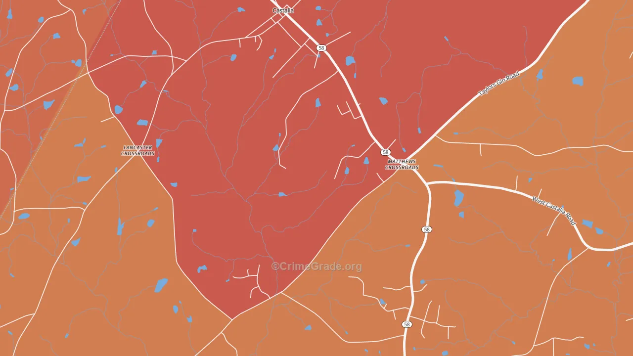 Matthews Crossroads, NC Map of Burglary Rates