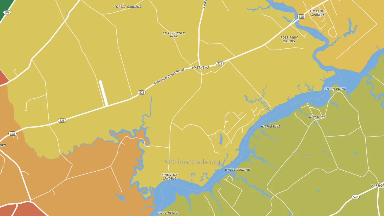 Matthews, MD Map of Burglary Rates