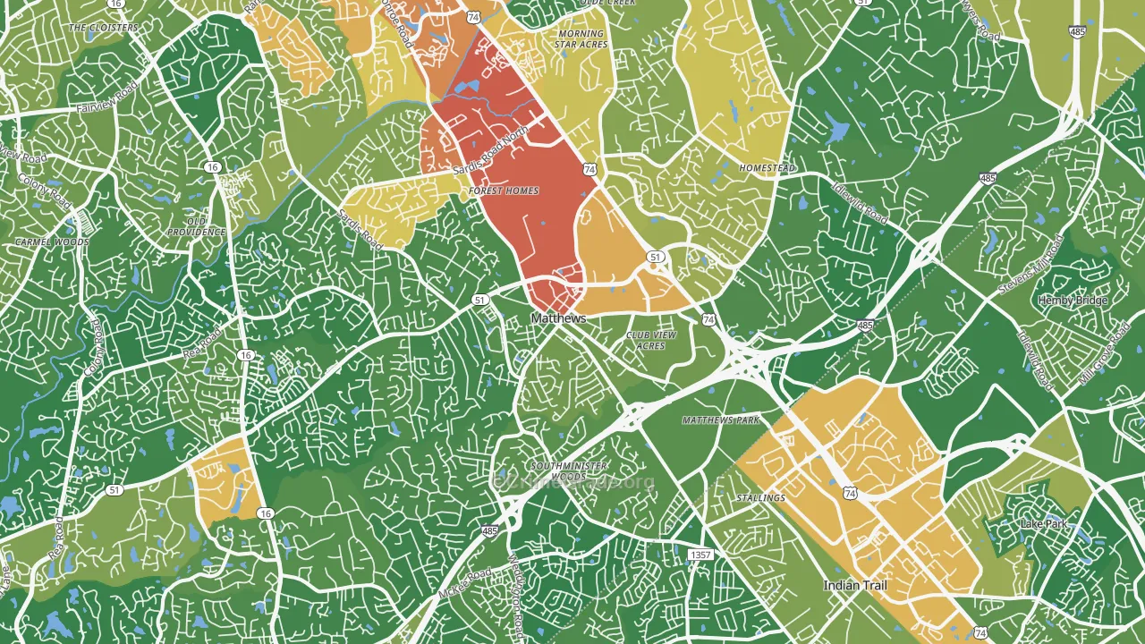 Matthews, NC Map of Burglary Rates