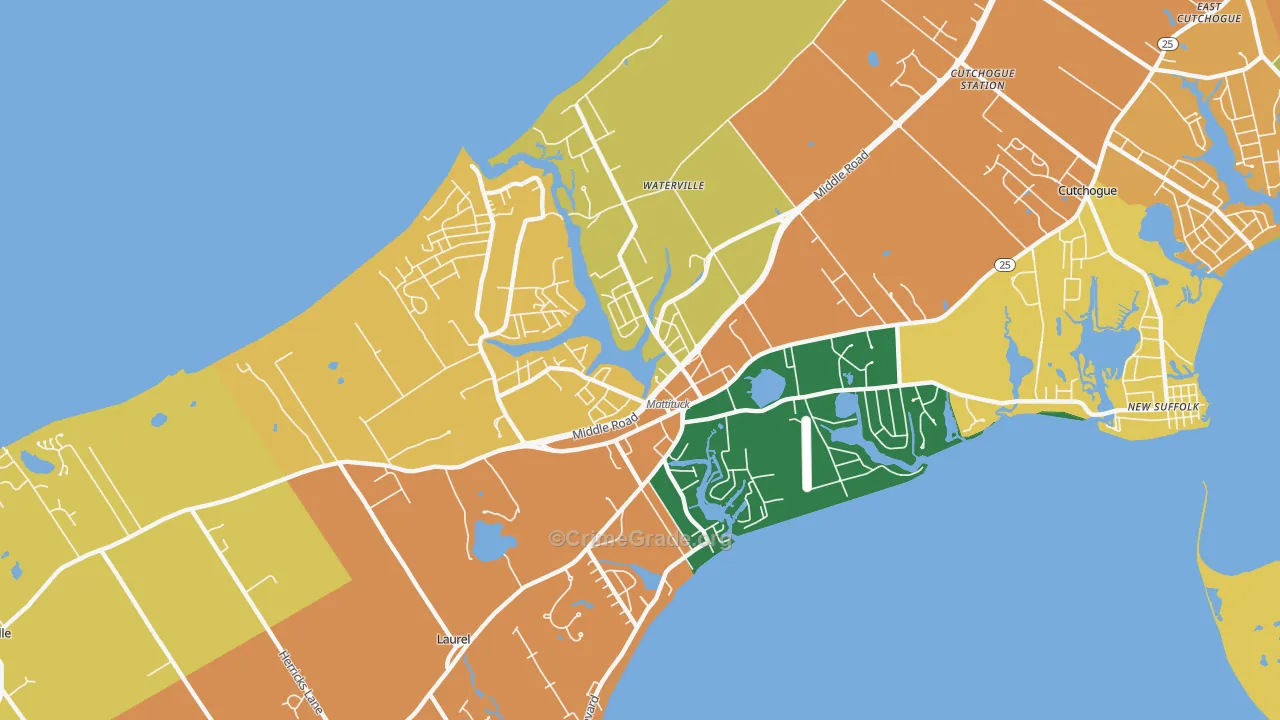 Mattituck, NY Map of Burglary Rates