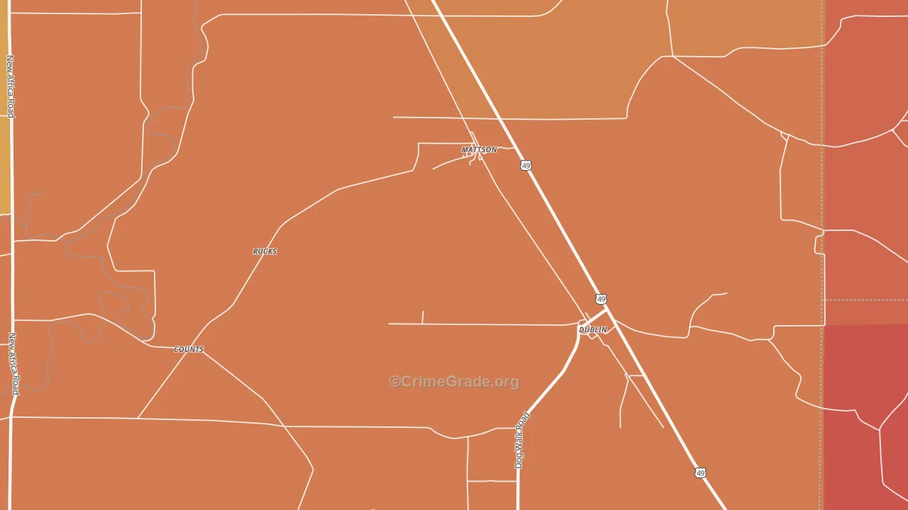 Mattson, MS Map of Burglary Rates