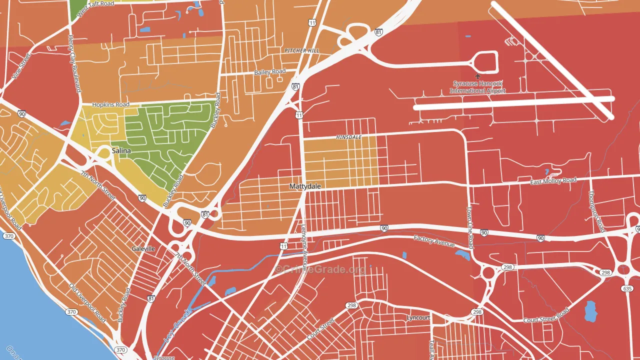 Mattydale, NY Map of Burglary Rates