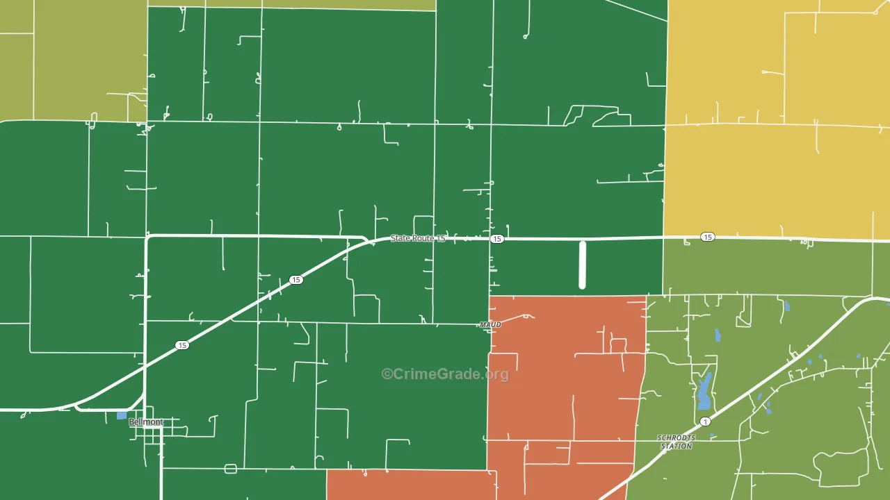 Maud, IL Map of Burglary Rates