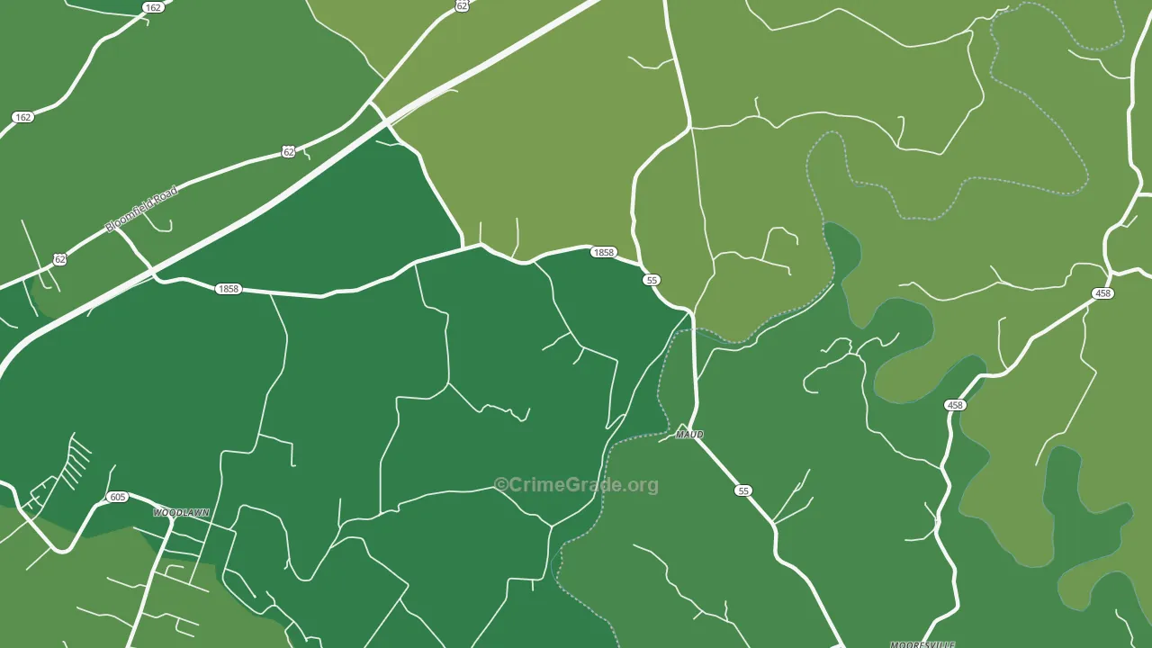 Maud, KY Map of Burglary Rates
