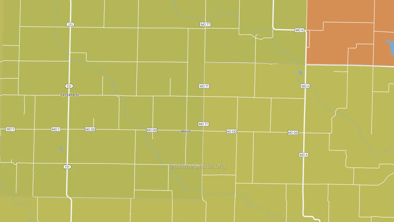 Maud, MO Map of Burglary Rates