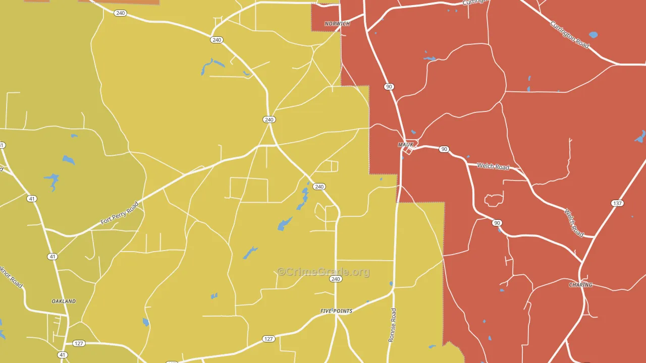 Mauk, GA Map of Burglary Rates