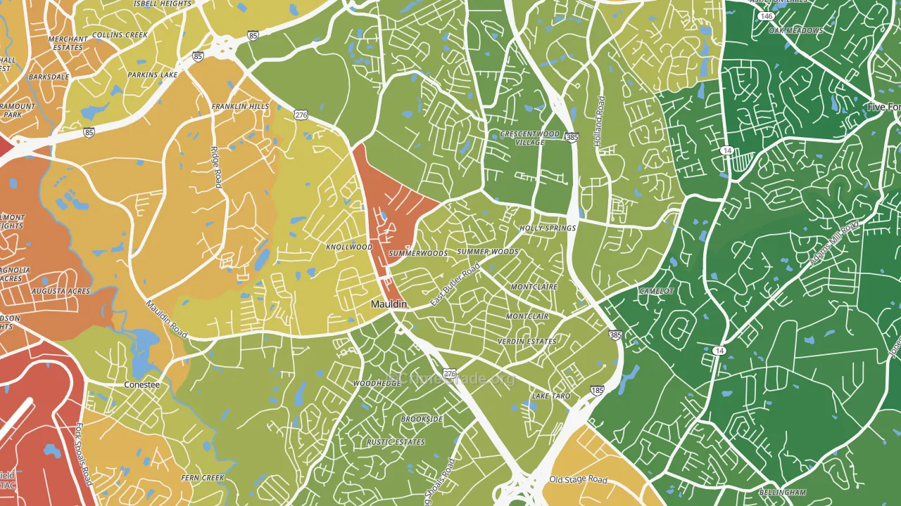 Mauldin, SC Map of Burglary Rates