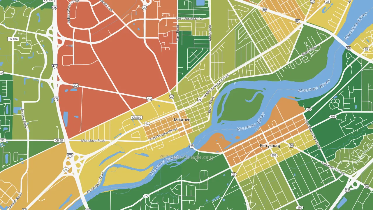 Maumee Uptown Historic District, Maumee, OH Map of Burglary Rates